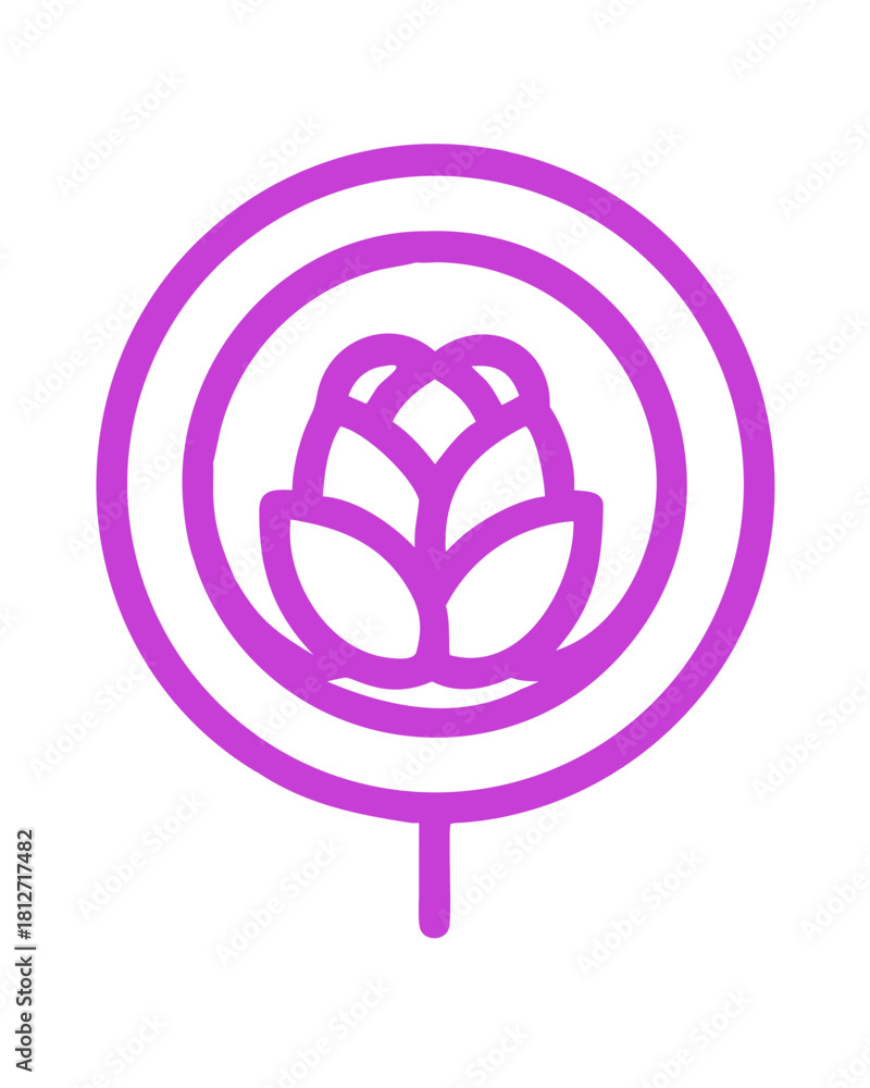 Obraz premium Purple circular floral icon with lotus shape