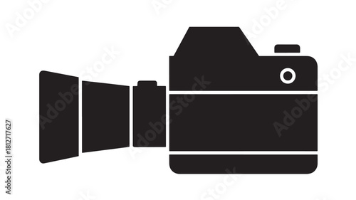 Camera icon in simple black glyph style a vector illustration for photography and design projects isolated on white background