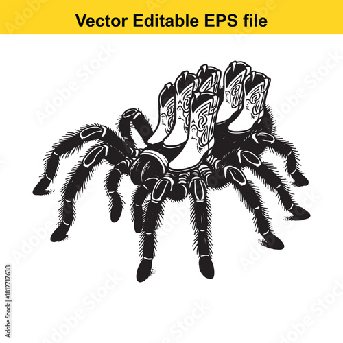 Tarantula spider wearing cowboy boots vector graphic