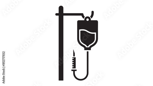IV drip icon simple black glyph vector illustration isolated on white background for medical and healthcare design