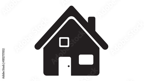 Simple house icon black glyph vector illustration isolated on white background for real estate or home design