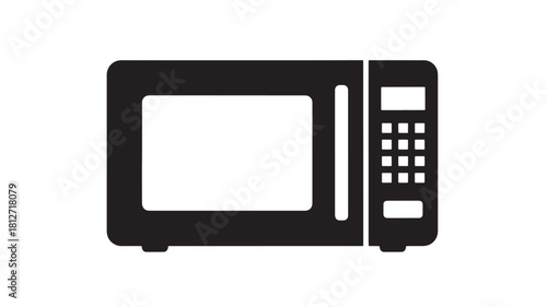 Microwave oven icon simple black glyph vector illustration isolated on white background