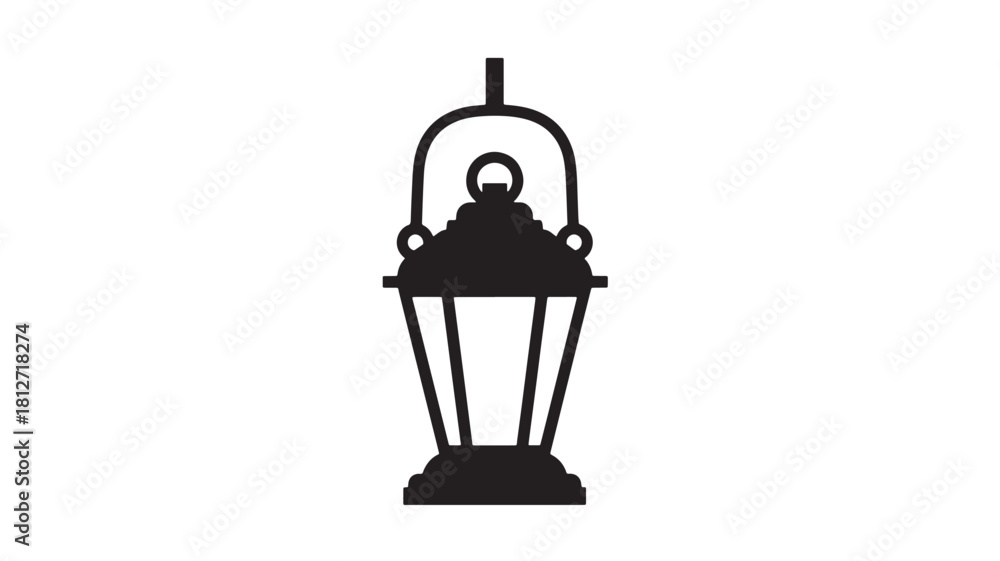 Obraz premium Simple lantern icon black glyph vector illustration isolated on white background for web design and mobile apps