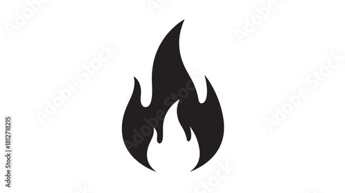 Black flame vector icon simple flat glyph illustration isolated on white background