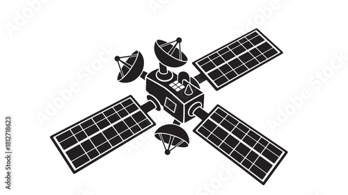 Satellite vector illustration modern space technology design isolated on white background