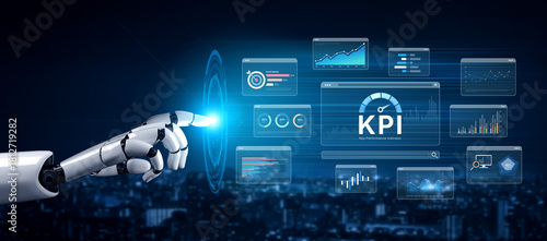 Wallpaper Mural An AI assistant manages a business intelligence dashboard, tracking Key Performance Indicators (KPI) in real-time. This smart system visualizes data and measures performance. Fermion Torontodigital.ca