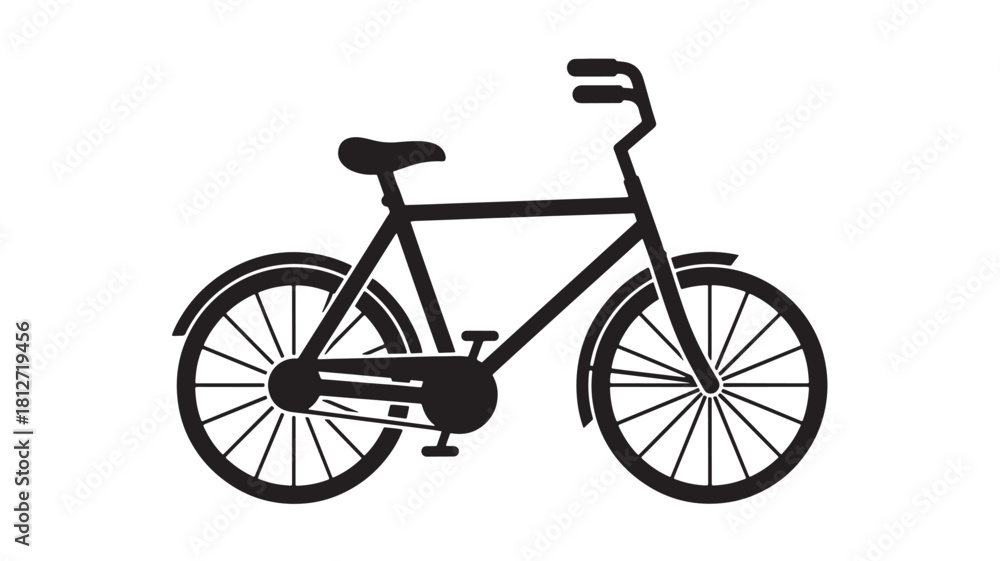 Fototapeta premium Classic bicycle illustration a simple black silhouette isolated on a white background