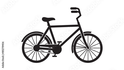 Classic bicycle illustration a simple black silhouette isolated on a white background