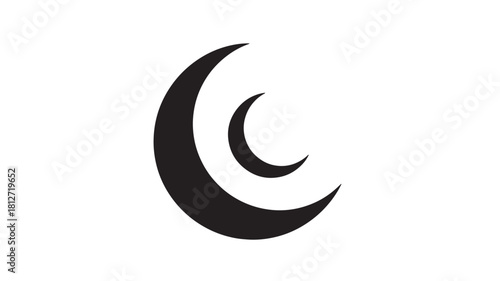 Abstract crescent moon vector icon simple flat design element isolated on white background