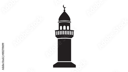 Minaret silhouette vector illustration Islamic architecture design element isolated on white background