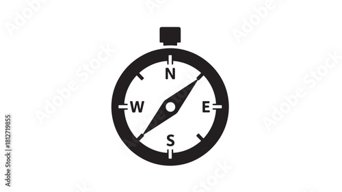 Simple compass icon flat vector glyph design isolated on white background for navigation and direction applications