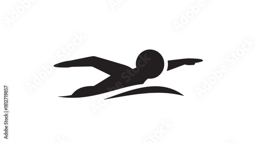 Swimmer icon simple black silhouette vector illustration for sports and recreation concepts isolated on white background