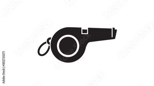 Black and white whistle icon simple flat vector design element isolated on white background