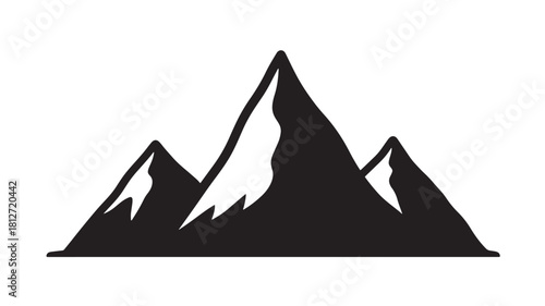 Mountain range vector icon simple black glyph illustration isolated on white background for outdoor adventure designs