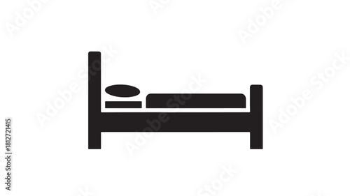 Bed icon simple flat vector glyph isolated on white background for web and mobile design