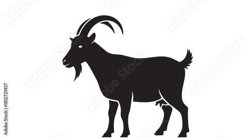 Black goat silhouette vector illustration of a domestic animal isolated on white background