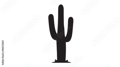 Saguaro cactus silhouette simple black vector icon isolated on white background for desert landscape design
