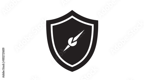 Shield icon with lightning bolt simple flat vector glyph security and protection concept for app and web design isolated on white background