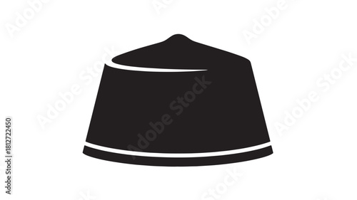 Black fez hat vector icon traditional headdress from North Africa simple flat design element isolated on white background