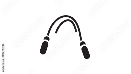 Jump rope icon simple black glyph design isolated on white background for fitness and exercise concepts