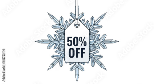 Get amazing savings now winter 50% off sale Snowflake with Hanging Discount Tag, shop today and grab a cool deal