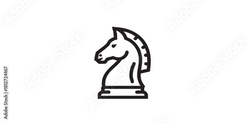 Chess game horse line icon, gaming concept. Vector graphics. Knight sign on white background, style icon mobile or web design.
