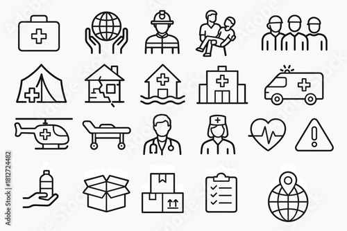 Emergency Relief & Medical Support Line Icons