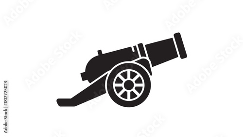 Cannon silhouette flat vector icon isolated on white background representing history war or defense