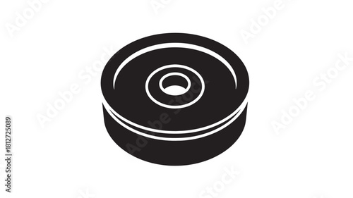 Simple black hockey puck vector icon flat design illustration isolated on white background