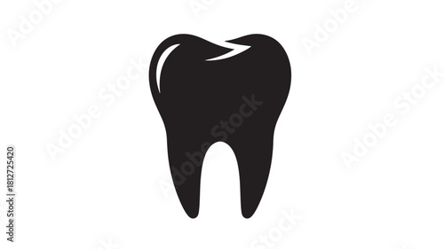 Tooth icon in black simple vector glyph illustration for dentistry isolated on white background