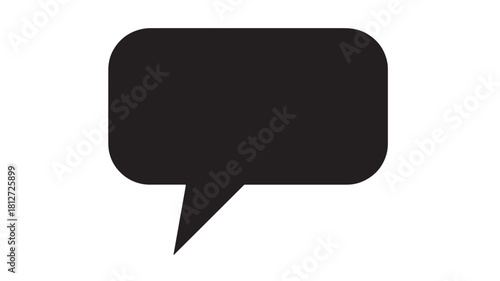 Simple black speech bubble vector minimalist message icon for chat and dialogue isolated on white background