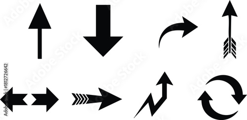 Set of black arrow icons different directions vector illustration simple design