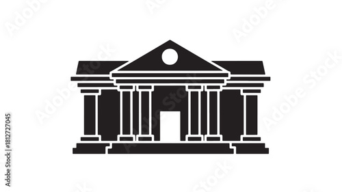 Bank building icon minimalist vector illustration of a classical facade isolated on white background for financial and government concepts