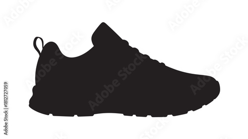 Silhouette of a running shoe vector illustration of a sneaker isolated on white background for athletic and fitness design