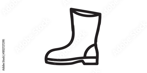 Gardener rubber boot line icon, safety workwear concept. Vector graphics. Protective boot for work in garden, footwear sign on white background, style icon mobile or web design.