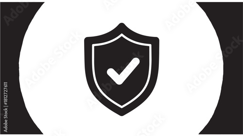 Shield with check mark icon simple flat vector design for security and protection isolated on white background