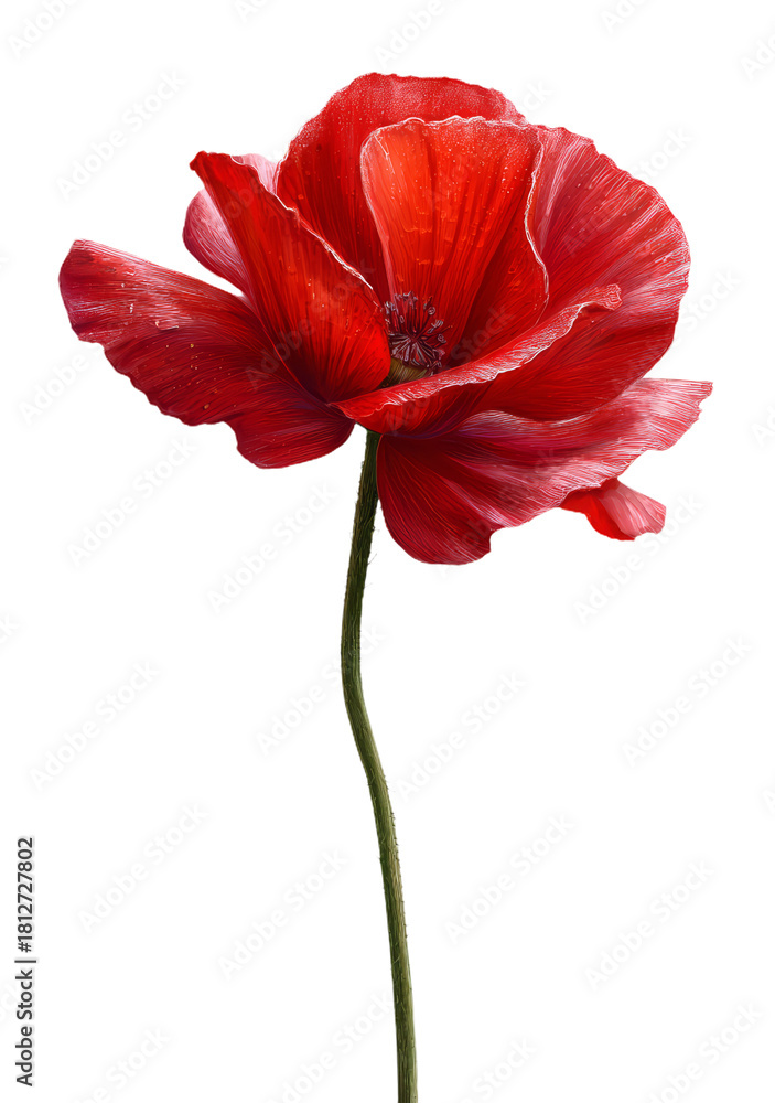 Fototapeta premium Czerwony kwiat maku na białym tle