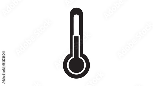 Black thermometer icon simple flat vector glyph isolated on white background for weather or temperature concepts