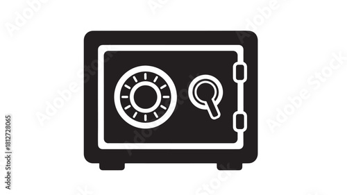 Safe box vector icon simple flat glyph design isolated on white background for security and finance applications