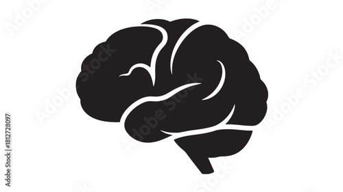 Brain icon simple flat vector illustration isolated on white background representing intelligence and ideas
