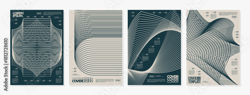 Creative visual dynamic line abstract cover design set