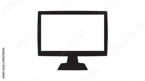 Black monitor icon simple flat vector design element for user interface and infographic isolated on white background