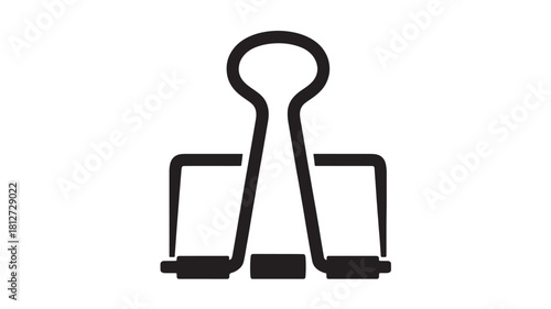 Black binder clip icon simple flat vector illustration isolated on white background for office and stationery design