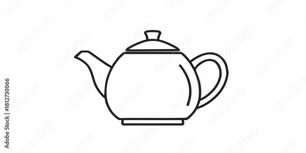 Obraz premium Teapot with handle and lid line icon, drink concept. Vector graphics. Teapot sign on white background, style icon mobile or web design. 