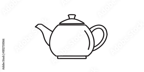 Teapot with handle and lid line icon, drink concept. Vector graphics. Teapot sign on white background, style icon mobile or web design.
