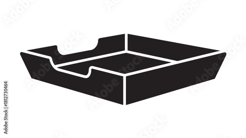 Black document tray icon simple flat vector illustration isolated on white background for office organization