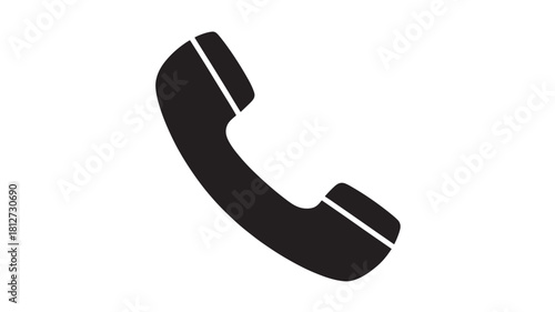 Black telephone receiver icon simple flat vector glyph isolated on white background for app and web design