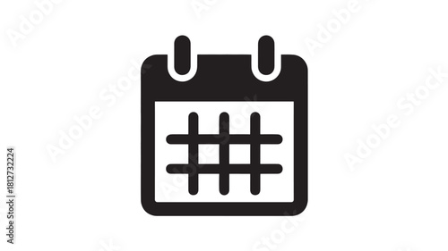 Calendar icon simple flat vector glyph isolated on white background for web and mobile app design