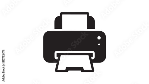 Printer icon simple flat vector glyph isolated on white background for print and web design