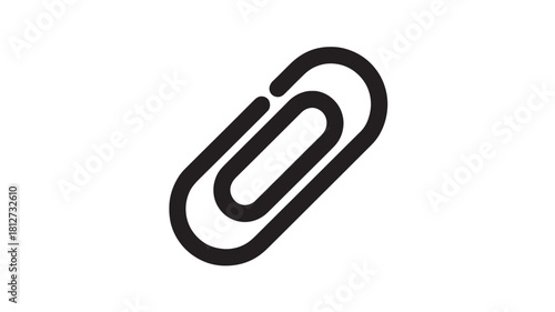 Simple paper clip icon minimalist flat vector illustration for attachment and connection isolated on white background